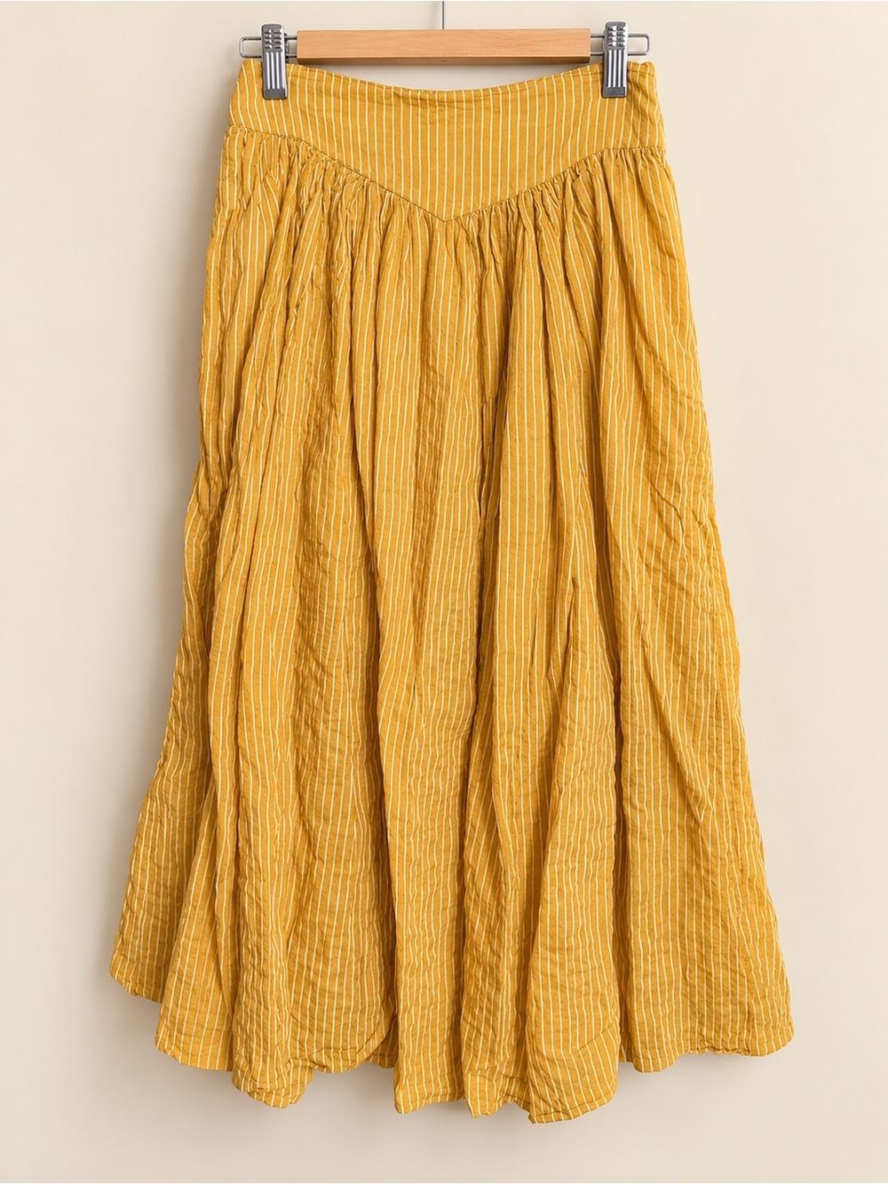Striped Maxi Skirt in Yellow Like New